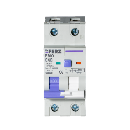 FMO-EM-1P+N 40A 30mA 10kA тип A, х-ка C, 2M Диф. автомат